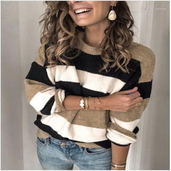 women's sweaters autumn 2021 women 100% polyester o-neck stripe long sleeve pullovers temperament commuter casual loose kniting sweater, White;black
women's sweaters autumn 2021 women 100% polyester o-neck stripe long sleeve pullovers temperament commuter casual loose kniting sweater, White;black