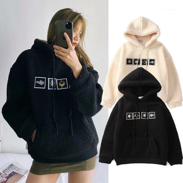 women's hoodies & sweatshirts 2021 women lambswool hoodie winter stars moon embroidery plus velvet thickening pullovers warm hooded jac, Black
women's hoodies & sweatshirts 2021 women lambswool hoodie winter stars moon embroidery plus velvet thickening pullovers warm hooded jac, Black