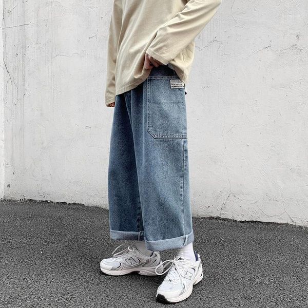 neploha men's casual oversize jeans 2021 spring summer new straight denim pants solid color korean streetwear male jeans1, Blue
neploha men's casual oversize jeans 2021 spring summer new straight denim pants solid color korean streetwear male jeans1, Blue