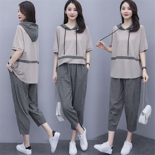 tracksuits women set summer hooded satin pants 2 two piece clothes elegant ladies office wear female track suits pantsuits, Gray 
tracksuits women set summer hooded satin pants 2 two piece clothes elegant ladies office wear female track suits pantsuits, Gray