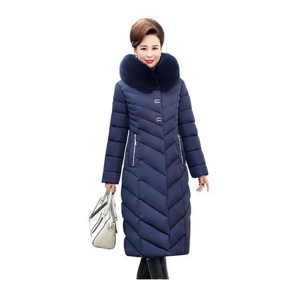 women x-long winter jacket fur collar hooded windproof warm bio down coat oversize cotton padded parkas casaco feminino, Black
women x-long winter jacket fur collar hooded windproof warm bio down coat oversize cotton padded parkas casaco feminino, Black