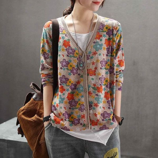 women's knits & tees johnature 2021 autumn retro print v-neck single breasted long sleeve knitted sweater comfortable all-match women k, White
women's knits & tees johnature 2021 autumn retro print v-neck single breasted long sleeve knitted sweater comfortable all-match women k, White