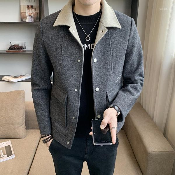 men's new woolen coat autumn and winter fashion fashion brand woolen short slim lapel jacket1, Black
men's new woolen coat autumn and winter fashion fashion brand woolen short slim lapel jacket1, Black