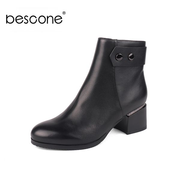 boots bescone winter ladies comfortable round toe high heel shoes quality genuine leather square women bc457, Black
boots bescone winter ladies comfortable round toe high heel shoes quality genuine leather square women bc457, Black