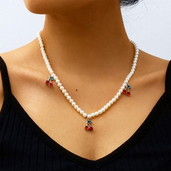 chic temperament imitation pearl beads red crystal cherry pendant necklace women fashion geometric necklace jewelry xr32101, Silver
chic temperament imitation pearl beads red crystal cherry pendant necklace women fashion geometric necklace jewelry xr32101, Silver