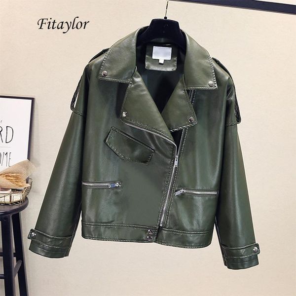 women's leather & faux fitaylor autumn soft loose jacket pu moto rivet zipper black punk overcoat turndown collar street outerwear
women's leather & faux fitaylor autumn soft loose jacket pu moto rivet zipper black punk overcoat turndown collar street outerwear