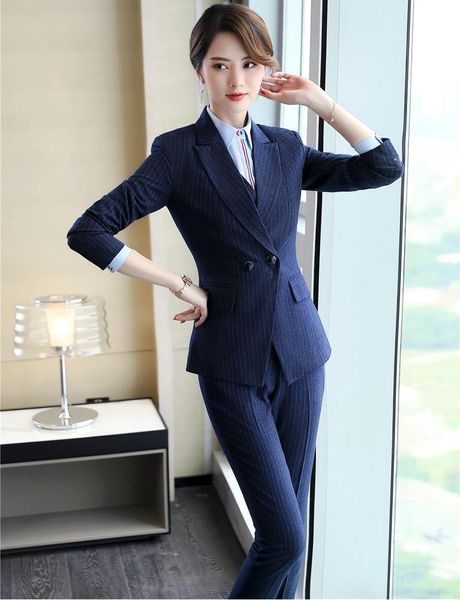 fashion navy blue striped business suits with jackets and pants uniform designs ladies pants suit female blazers trousers set, White
fashion navy blue striped business suits with jackets and pants uniform designs ladies pants suit female blazers trousers set, White