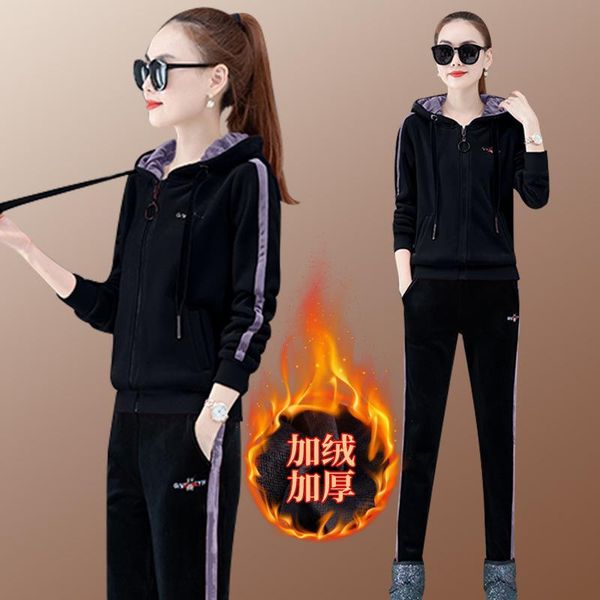running sets winter thickness velvet women tracksuit sportswear warm jacket jogging fitness outfits casual set sport suit hoodie+pant, Black;blue
running sets winter thickness velvet women tracksuit sportswear warm jacket jogging fitness outfits casual set sport suit hoodie+pant, Black;blue