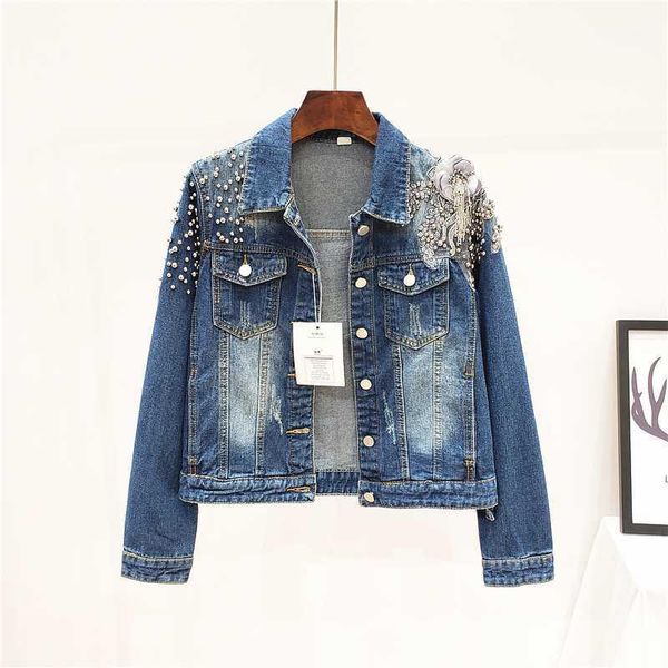 women's jackets fashion beading embroidery frayed denim jacket women long sleeve outerwear loose female students jeans coats streetwear, Black;brown
women's jackets fashion beading embroidery frayed denim jacket women long sleeve outerwear loose female students jeans coats streetwear, Black;brown