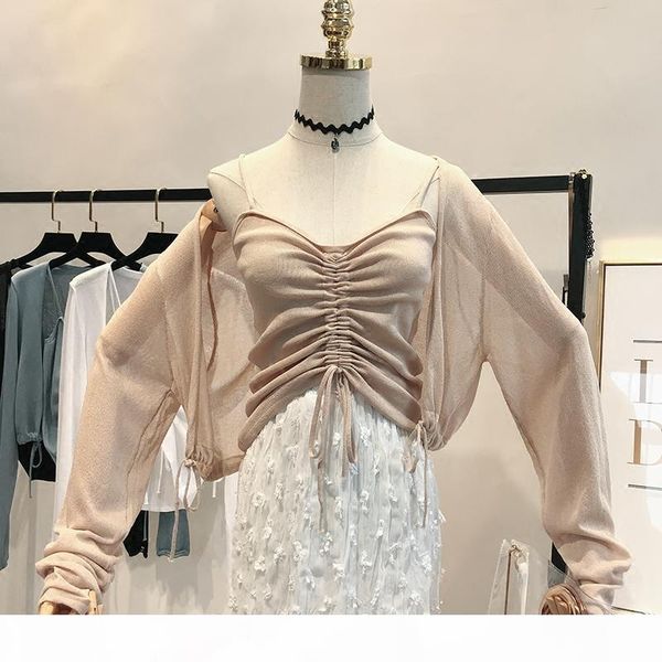 two piece matching sets spring thin sunscreen knitted cardigan camis sling two-piece female suit v-neck drawstring, White
two piece matching sets spring thin sunscreen knitted cardigan camis sling two-piece female suit v-neck drawstring, White