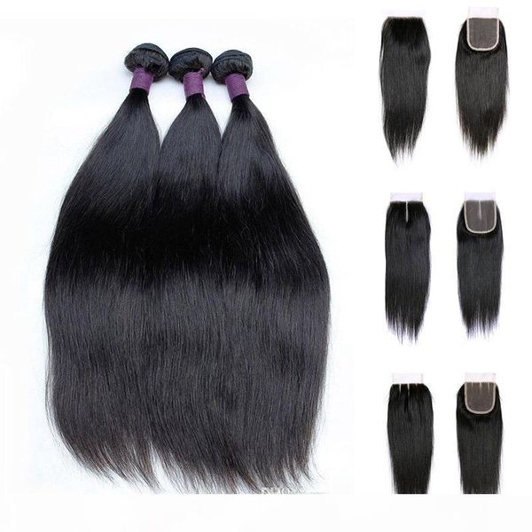 brazilain virgin hair straight 3 bundles with 4x4 closure human hair weaves three types closure natural color with 26 28 30 long inch, Black
brazilain virgin hair straight 3 bundles with 4x4 closure human hair weaves three types closure natural color with 26 28 30 long inch, Black