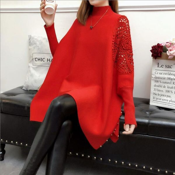 women's knits & tees autumn and winter loose sweater coat women's half-high collar pullover wrap swing beading1, White
women's knits & tees autumn and winter loose sweater coat women's half-high collar pullover wrap swing beading1, White