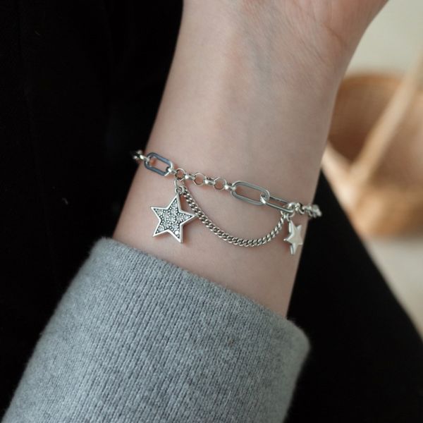 new heavy industryold and shining bracelet dancestar braceletwomen's sterling silver ins small crowd design hip hop hop dance dance dan, Golden;silver
new heavy industryold and shining bracelet dancestar braceletwomen's sterling silver ins small crowd design hip hop hop dance dance dan, Golden;silver