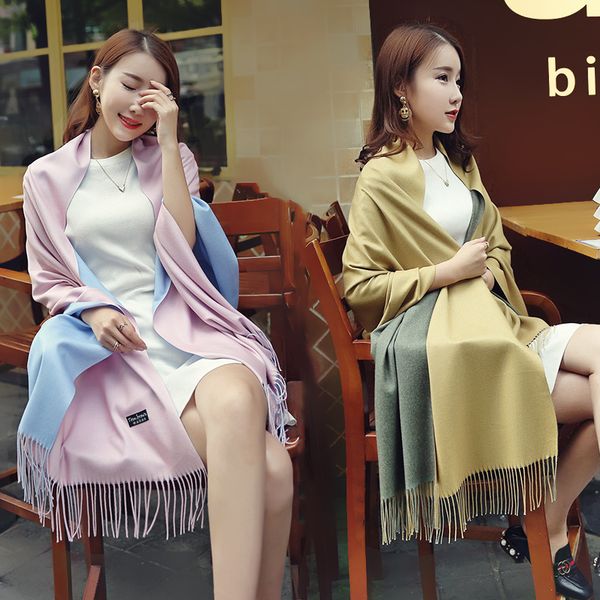 korean solid color double-sided women's tassel scarf imitation cashmere warm shawl in autumn and winter, Blue;gray
korean solid color double-sided women's tassel scarf imitation cashmere warm shawl in autumn and winter, Blue;gray