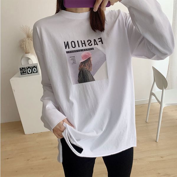 simple personalityforeign stylelooselarge sizewhite solid colorlong sleeve bottom shirtt-shirtwomen's medium length t-shirt oil paintin, White
simple personalityforeign stylelooselarge sizewhite solid colorlong sleeve bottom shirtt-shirtwomen's medium length t-shirt oil paintin, White
