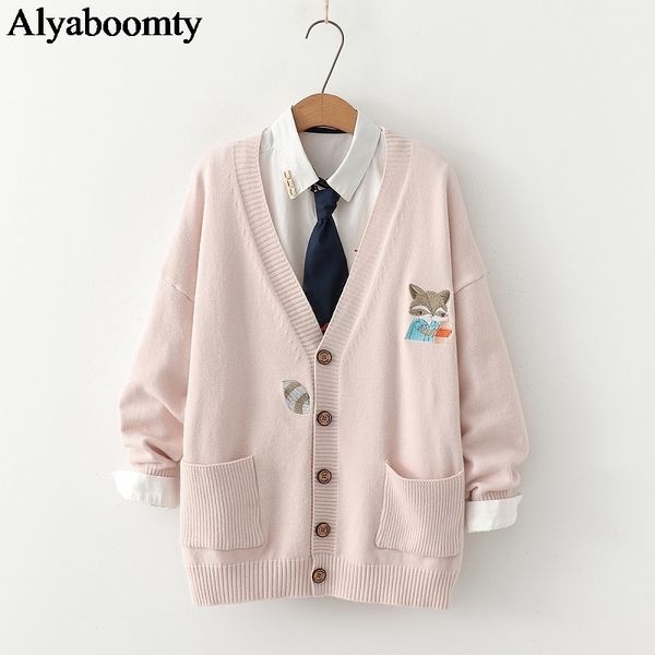 japanese mori girl autumn winter women outerwear v neck apricot navy blue khaki knitted cardigan kawaii anime embroidery sweater y200720, White;black
japanese mori girl autumn winter women outerwear v neck apricot navy blue khaki knitted cardigan kawaii anime embroidery sweater y200720, White;black
