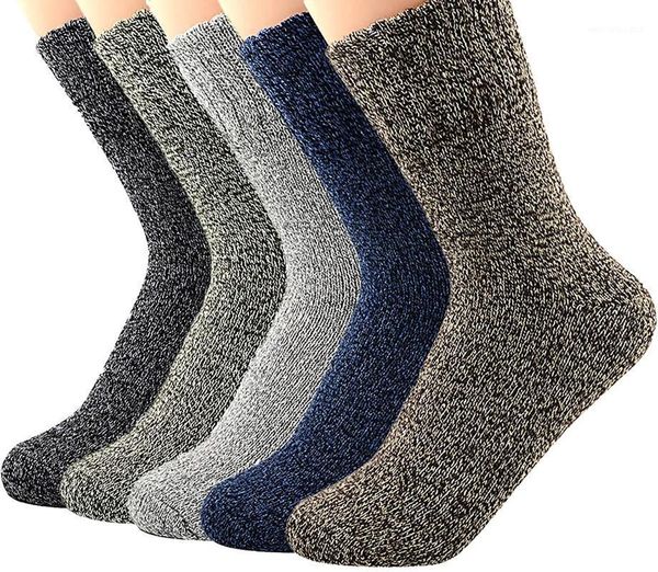 men's socks l122141 mens wool warm soft cozy for fall winter cashmere athletic crew long men1, Black