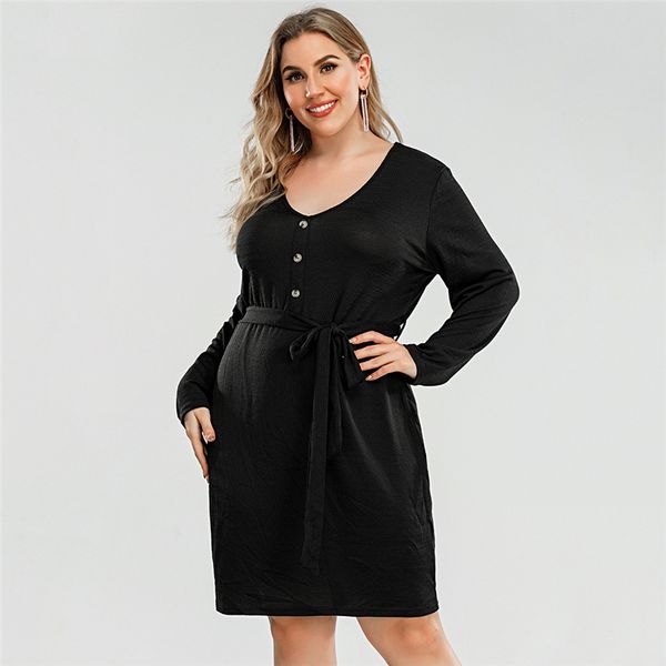 2020 new popular european and american large size long sleeve v-neck front open dress spring and autumn, White;black
2020 new popular european and american large size long sleeve v-neck front open dress spring and autumn, White;black