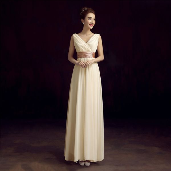 New Sweet Champagne Dress Long Bridesmaid Dress Cheap Chiffon V-neck Elegant Prom Party Formal Gown Robe De Soiree Custom Color
New Sweet Champagne Dress Long Bridesmaid Dress Cheap Chiffon V-neck Elegant Prom Party Formal Gown Robe De Soiree Custom Color