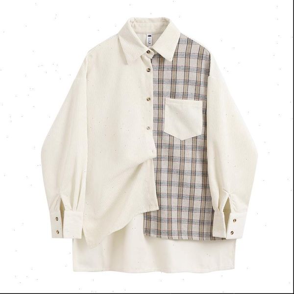oversize corduroy shirt khaki striped blouse long sleeve stitching plaid womens shirt 2021 fashion tide spring autumn, White
oversize corduroy shirt khaki striped blouse long sleeve stitching plaid womens shirt 2021 fashion tide spring autumn, White