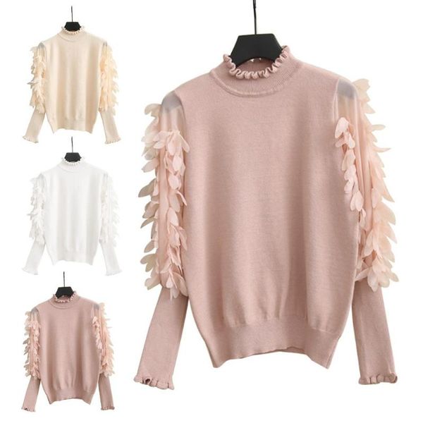 knitted sweater petal puff lantern sleeve pink white black solid color sweet girl woman pullover crewneck round plus size 
knitted sweater petal puff lantern sleeve pink white black solid color sweet girl woman pullover crewneck round plus size
