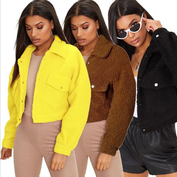 women teddy fluff buttons jacket sherpa fleece lapel coat autumn winter warm coats ladies fashion outerwear solid plush jacket cz102703, Black;brown
women teddy fluff buttons jacket sherpa fleece lapel coat autumn winter warm coats ladies fashion outerwear solid plush jacket cz102703, Black;brown