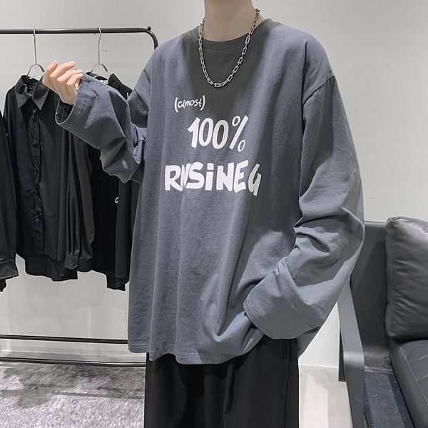 letter long sleeve t-shirt men's casual student trend autumn thin sweater black loose top, White;black
letter long sleeve t-shirt men's casual student trend autumn thin sweater black loose top, White;black