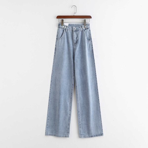 2019 new women's fashion high waist versatile slim dad multi button wide leg floor dragging jeans, Blue
2019 new women's fashion high waist versatile slim dad multi button wide leg floor dragging jeans, Blue