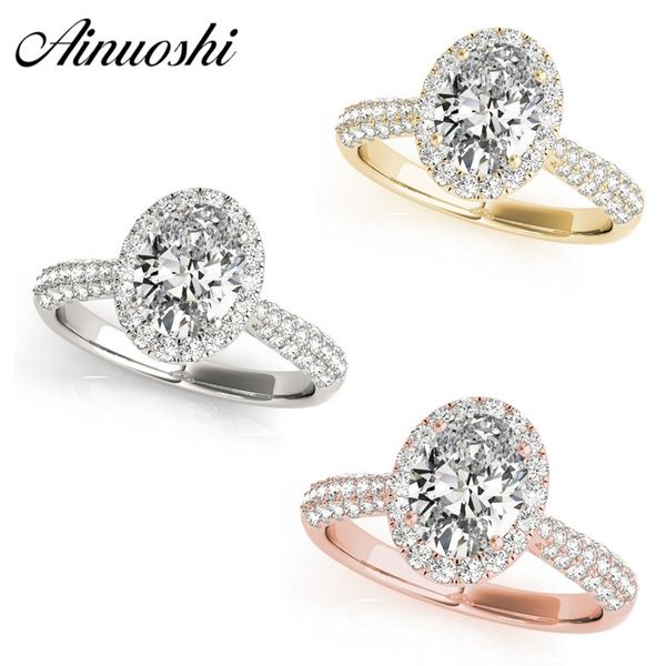 ainuoshi 925 sterling silver 1ct oval cut halo rings women wedding engagement annversary silver rings party gift anillo de mujer y200106, Slivery;golden
ainuoshi 925 sterling silver 1ct oval cut halo rings women wedding engagement annversary silver rings party gift anillo de mujer y200106, Slivery;golden