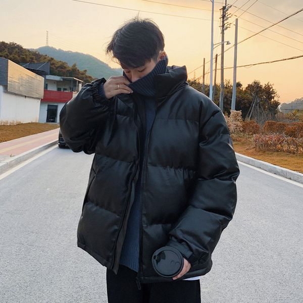 winter coat men's trendy brand thickened cotton padded down bread short jacket, ruffian, handsome, Black