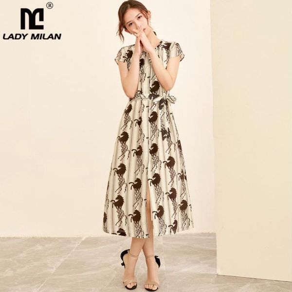 casual dresses 100% silk women's dress o neck short sleeves sash belt animals printed fashion mid runway, Black;gray
casual dresses 100% silk women's dress o neck short sleeves sash belt animals printed fashion mid runway, Black;gray