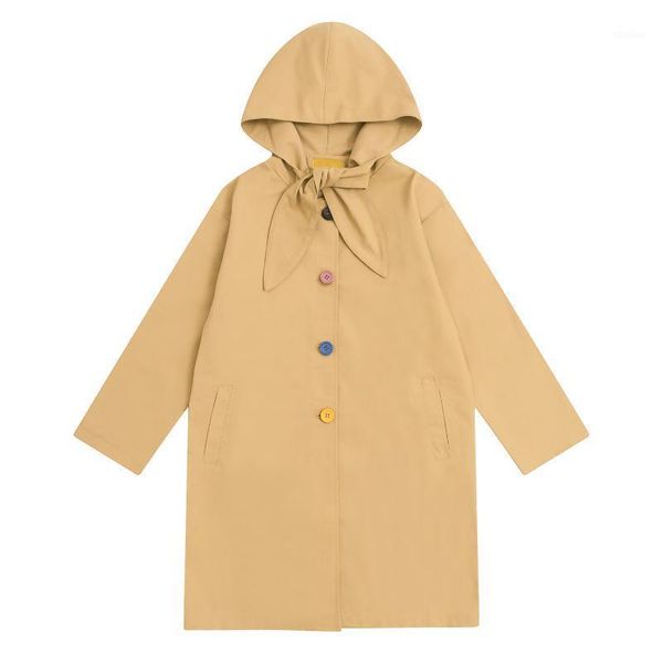 women's trench coats korean fashion autumn winter design sweet women long coat colorfull buttons femme loose hooded outwear bow tie kha, Tan;black
women's trench coats korean fashion autumn winter design sweet women long coat colorfull buttons femme loose hooded outwear bow tie kha, Tan;black
