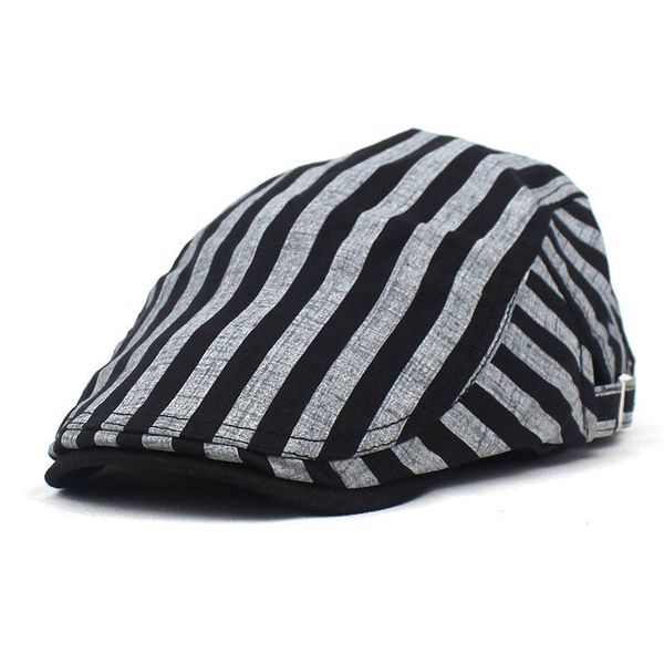 berets 2021 stripe breathable sboy caps men cotton flat peaked cap women painter beret hats 07, Blue;gray
berets 2021 stripe breathable sboy caps men cotton flat peaked cap women painter beret hats 07, Blue;gray