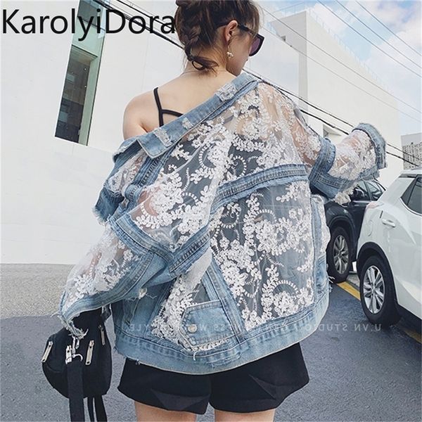 streetwear lace patchwork jean hole denim jacket coat women oversized long sleeve perspective flower embroidery loose overcoat lj200813, Black;brown
streetwear lace patchwork jean hole denim jacket coat women oversized long sleeve perspective flower embroidery loose overcoat lj200813, Black;brown