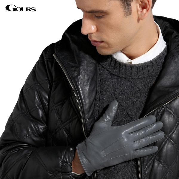 gours winter genuine leather gloves men new brand black fashion warm driving gloves goatskin mittens guantes luvas t200915, Blue;gray
gours winter genuine leather gloves men new brand black fashion warm driving gloves goatskin mittens guantes luvas t200915, Blue;gray