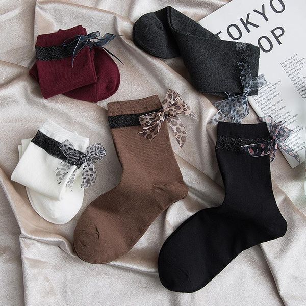 women socks autumn new fashion leopard bow comfortable cotton happy student fresh style casual cute long socks women, Black;white
women socks autumn new fashion leopard bow comfortable cotton happy student fresh style casual cute long socks women, Black;white