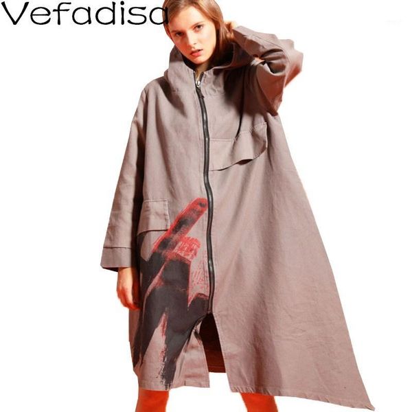 women's trench coats vefadisa large size women coat 2021 autumn irregular hooded female mid-length personality printing lhx1311, Tan;black
women's trench coats vefadisa large size women coat 2021 autumn irregular hooded female mid-length personality printing lhx1311, Tan;black