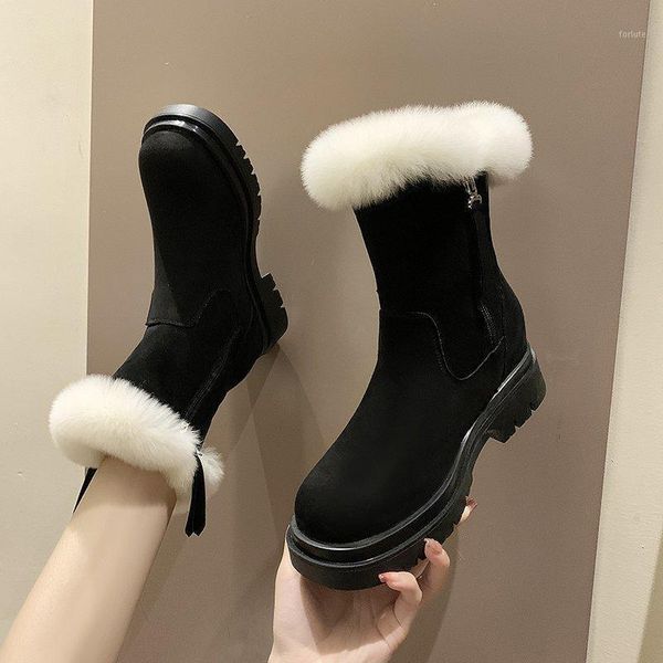 plus velvet women's boots fur snow boots thick warm cotton shoes women's non-slip side zipper platform1, Black
plus velvet women's boots fur snow boots thick warm cotton shoes women's non-slip side zipper platform1, Black