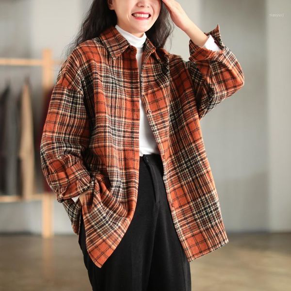 johnature new 2021 spring turn-down collar plaid blouses casual loose vintage women 3 colors cotton fashion shirts1, White
johnature new 2021 spring turn-down collar plaid blouses casual loose vintage women 3 colors cotton fashion shirts1, White