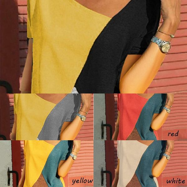 2019 new multi color contrast round neck short sleeve t-shirt casual t-shirt for women f8zwu, White
2019 new multi color contrast round neck short sleeve t-shirt casual t-shirt for women f8zwu, White