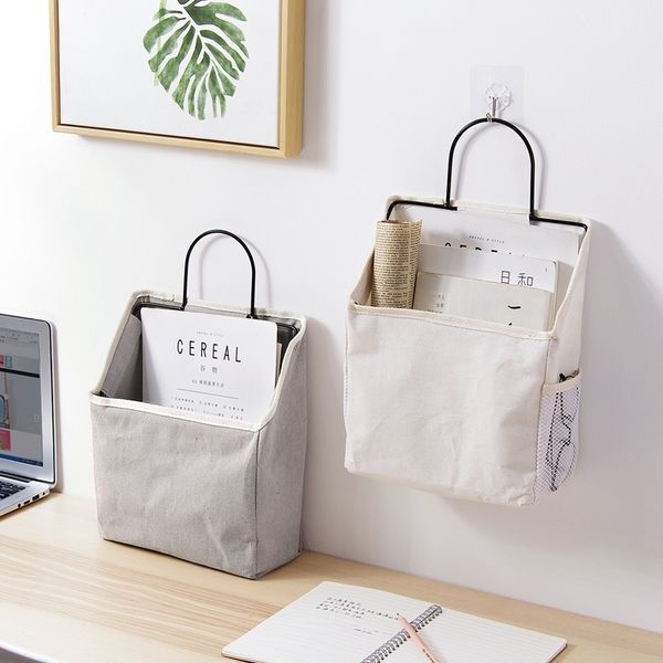 wall hanging storage bag organizer canvas hanging bags for magazine books sundries pocket pouch storage organizer rack with hook y200714, Blue;pink
wall hanging storage bag organizer canvas hanging bags for magazine books sundries pocket pouch storage organizer rack with hook y200714, Blue;pink