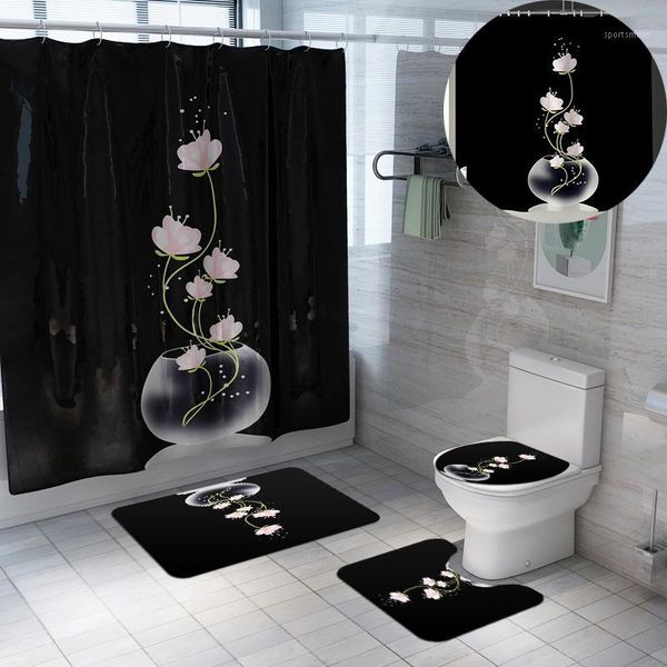 washable bath screen shower curtain sets with rug for bathroom 4pcs bath mat + rug + curtains black flowers pattern dw0591
washable bath screen shower curtain sets with rug for bathroom 4pcs bath mat + rug + curtains black flowers pattern dw0591