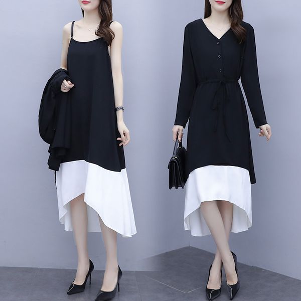 womens plus size dressed in blouses loose casual lean with long spring neckline 100kg wear dresses aqrv, Black;gray
womens plus size dressed in blouses loose casual lean with long spring neckline 100kg wear dresses aqrv, Black;gray