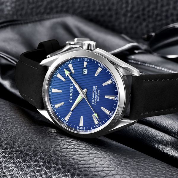 luxury corgeut automatic men's watch with auto date window sapphire glass black strap 41mm self winding wristwatch, Slivery;brown
luxury corgeut automatic men's watch with auto date window sapphire glass black strap 41mm self winding wristwatch, Slivery;brown