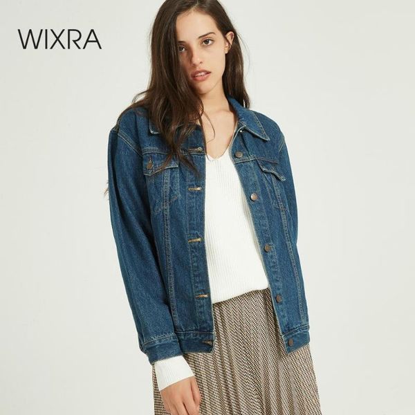 wixra solid turn-down collar classic blue denim jacket for female loose casual women spring autumn classic outwear pockets coats, Black;brown
wixra solid turn-down collar classic blue denim jacket for female loose casual women spring autumn classic outwear pockets coats, Black;brown