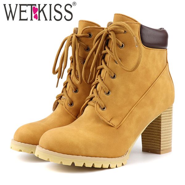 wetkiss motorcycle boots women ankle boot female high heels shoes ladies lace up round toe shoes women winter big size 48 t200425, Black
wetkiss motorcycle boots women ankle boot female high heels shoes ladies lace up round toe shoes women winter big size 48 t200425, Black