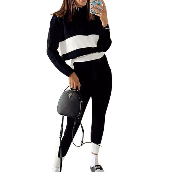 women's tracksuits womens two pieces set zipper coat high-waist pants long sleeve stand collar patchwork sports striped trousers, Gray
women's tracksuits womens two pieces set zipper coat high-waist pants long sleeve stand collar patchwork sports striped trousers, Gray
