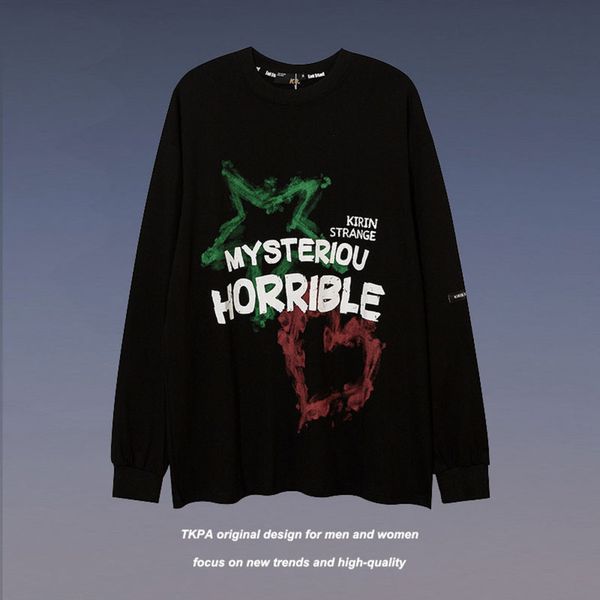 tkpa hip hop trend graffiti letter printing loose versatile long sleeve t-shirt men and women couple round neck thin sweater, Black
tkpa hip hop trend graffiti letter printing loose versatile long sleeve t-shirt men and women couple round neck thin sweater, Black