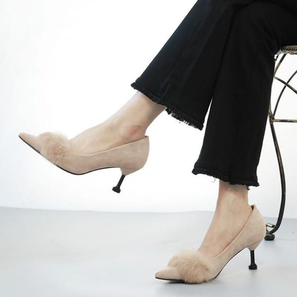 women pumps shoes fashion flock hair pointed toe slip-on 6cm thin high heels shallow solid casula lady female shoes, Black
women pumps shoes fashion flock hair pointed toe slip-on 6cm thin high heels shallow solid casula lady female shoes, Black