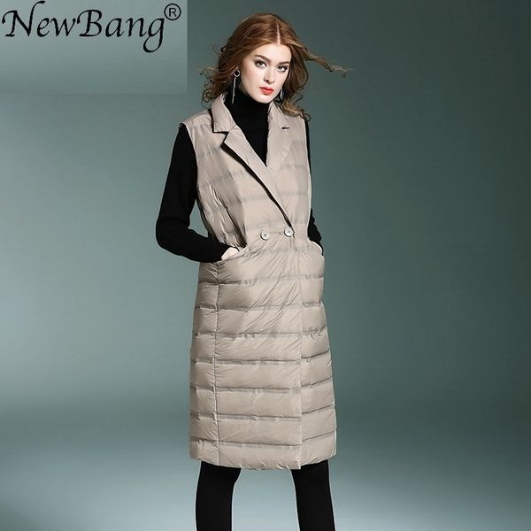 newbang brand women's long vest ultra light down vests female sleeveless windproof lightweight warm long waistcoat lj201204, Black;white
newbang brand women's long vest ultra light down vests female sleeveless windproof lightweight warm long waistcoat lj201204, Black;white